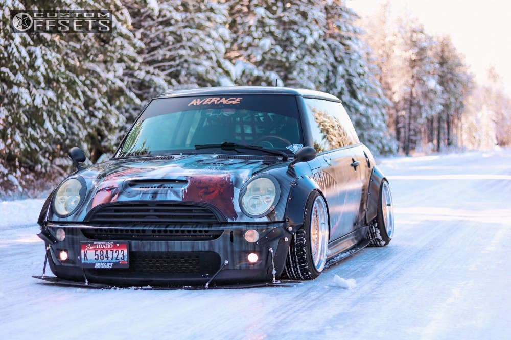 2004 Mini Cooper with 17x10 -3 WatercooledIND Cc10 and 145/40R17 Achilles  Atr Sport and Air Suspension | Custom Offsets