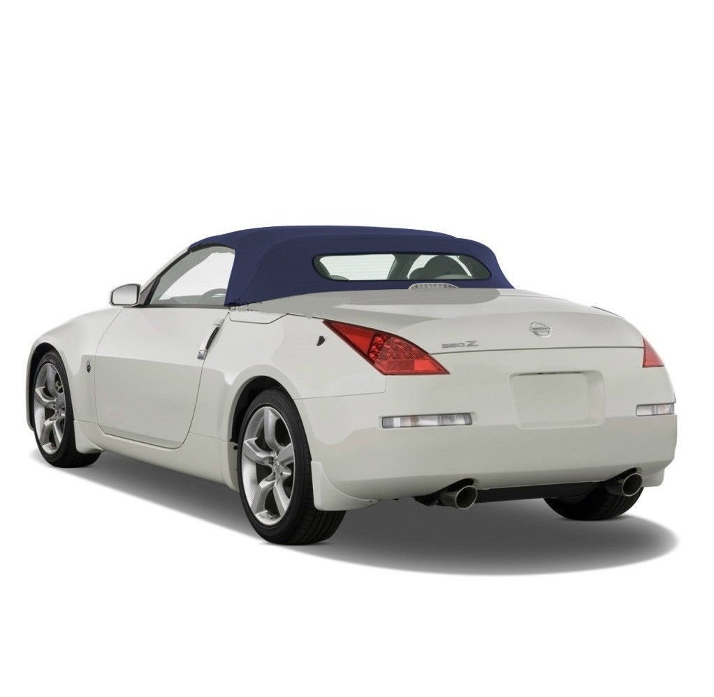 Compatible With Nissan 350Z 2003-2009 Convertible Soft Top & Heated Glass  window Blue Twill