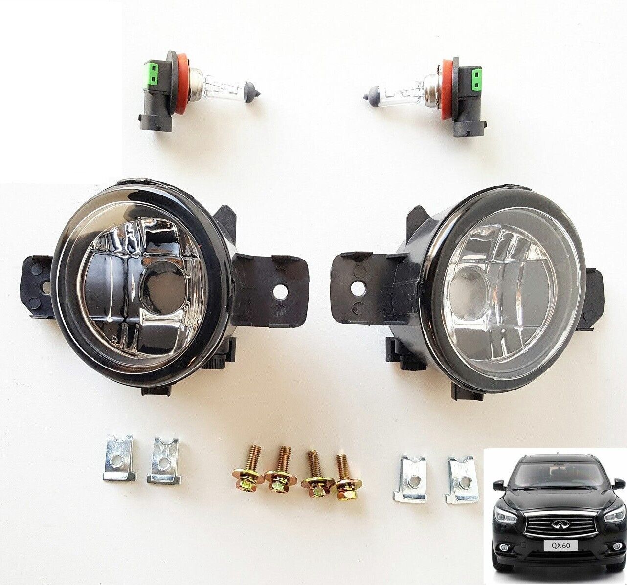 Clear Lens Fog Lights For 2014 2015 Infiniti QX60 Hybrid HEV Sport with  Bulbs | eBay