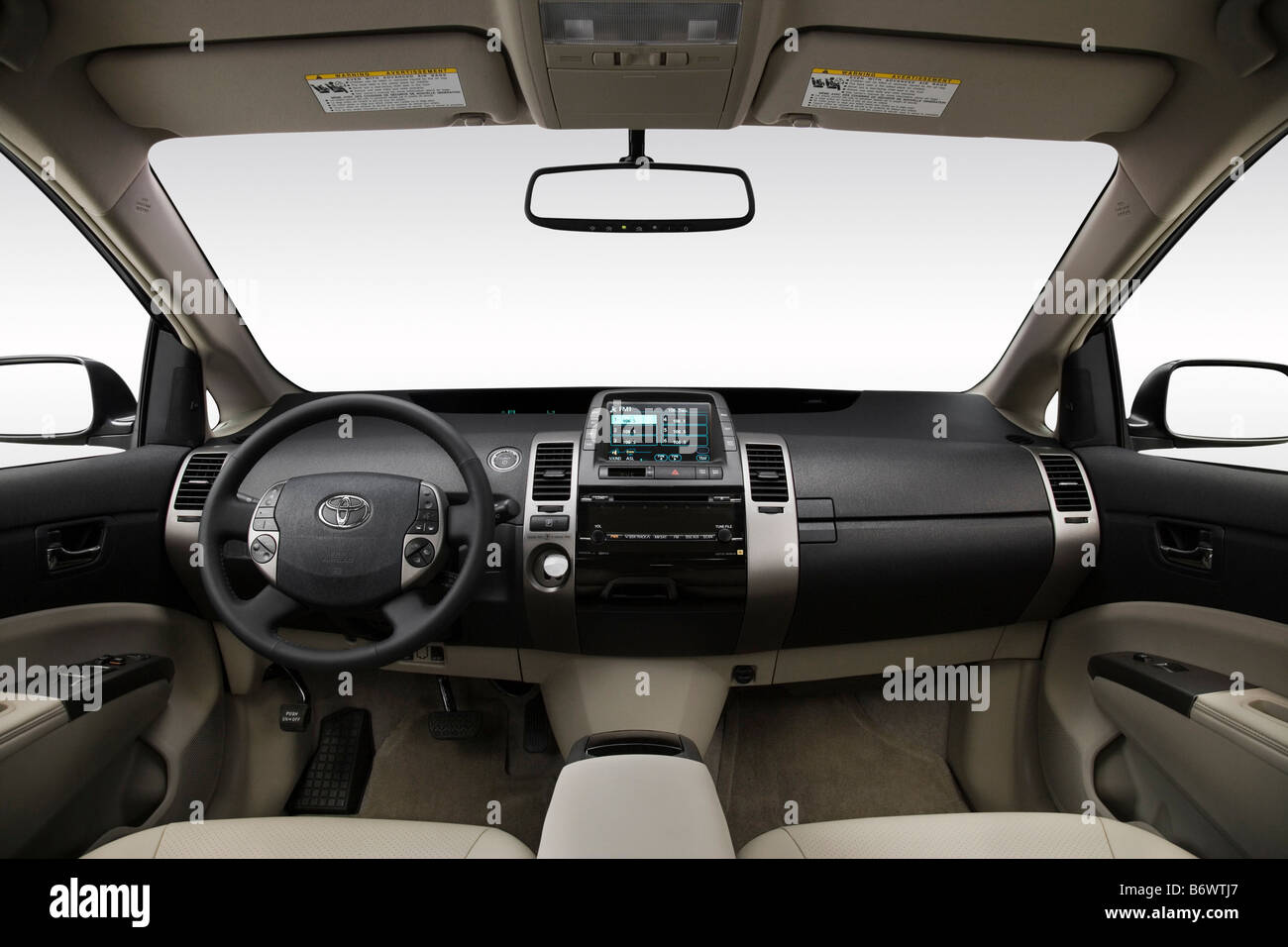 2009 Toyota Prius Hybrid in Brown - Dashboard, center console, gear shifter  view Stock Photo - Alamy