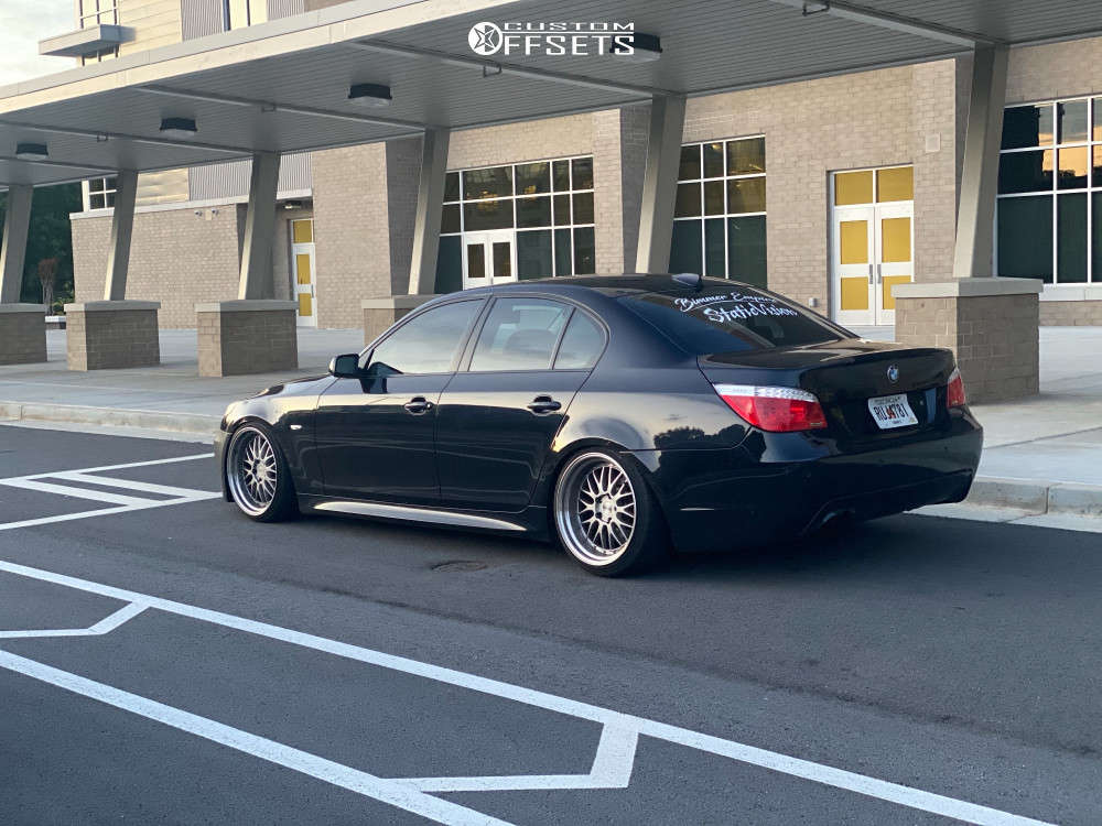 2008 BMW 550i with 19x9.5 22 ESR Sr05 and 225/35R19 Ironman Imove Gen 2 As  and Coilovers | Custom Offsets
