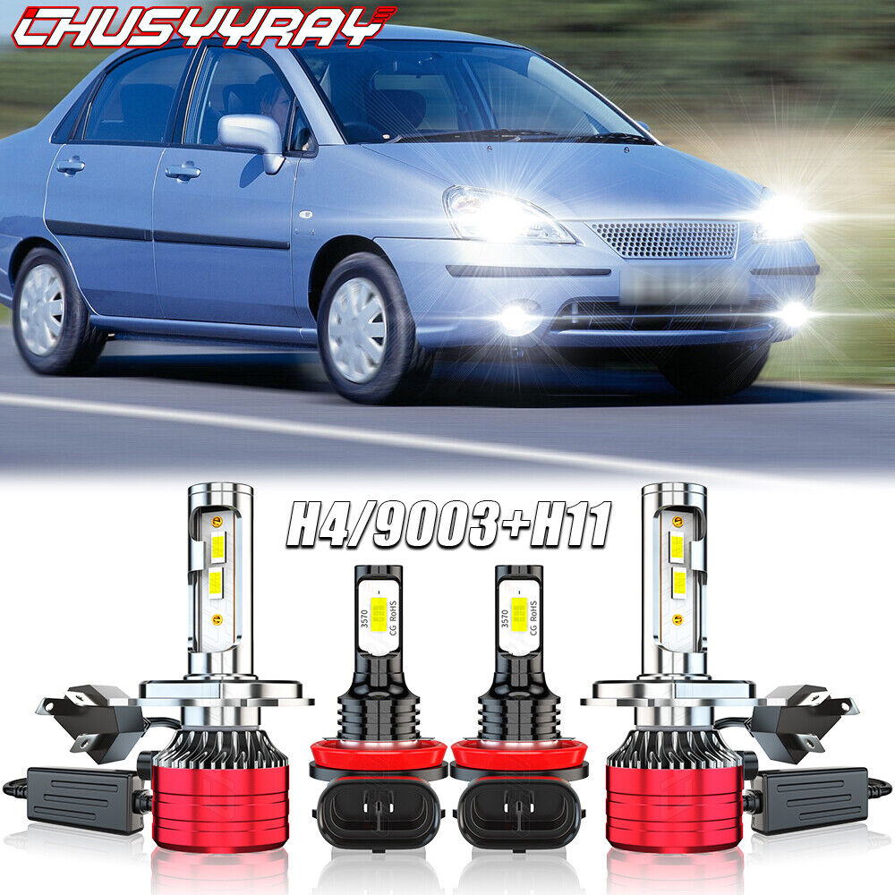 Para For Suzuki Aerio 2002-2006 2007 4X LED faro alto/bajo+Kit de luz  antiniebla 448986319073 | eBay