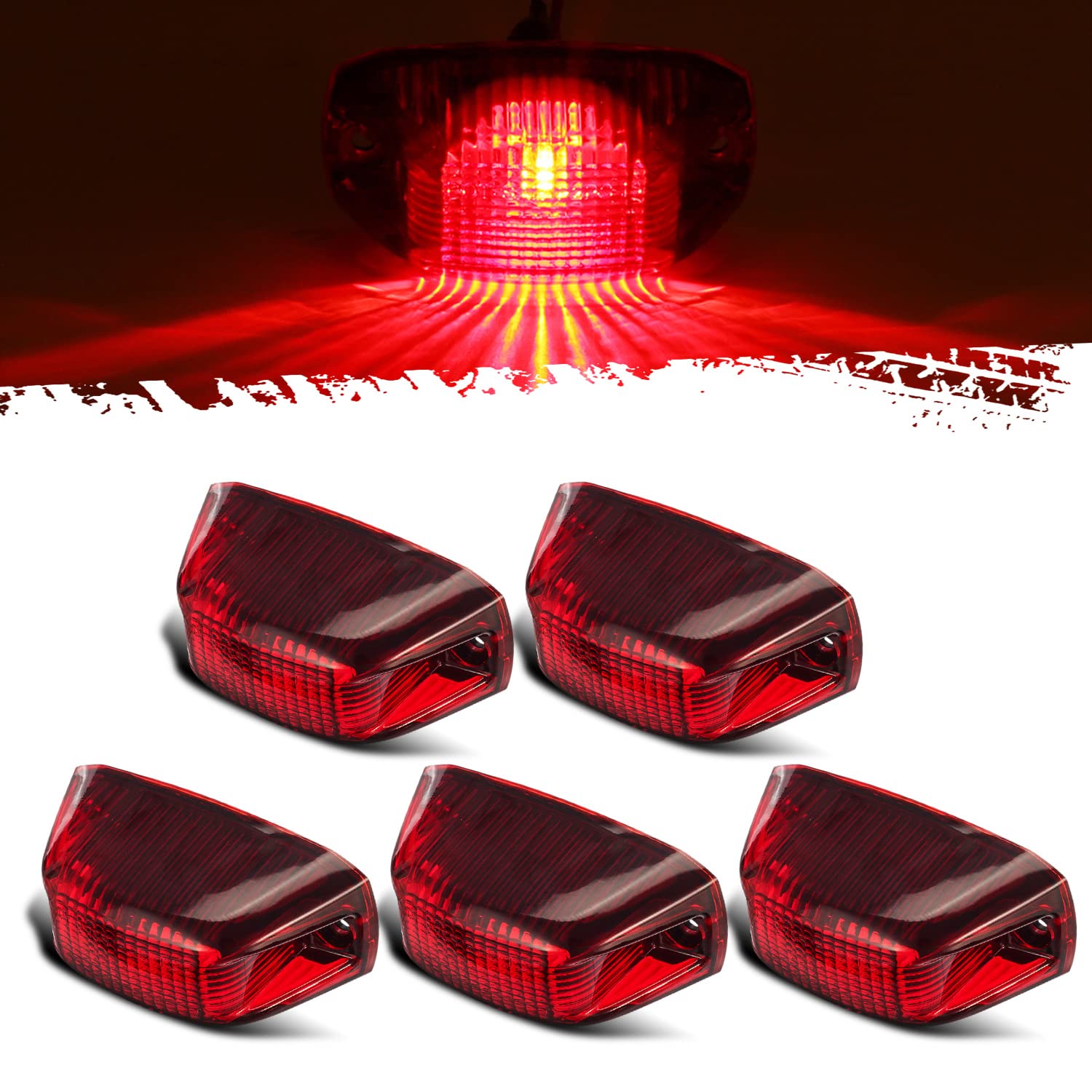 Partsam 5pcs Replacement for Ram Promaster 1500 2500 3500 Rear Cab Marker  Roof Lights Rear Roof Mounted Cab Light Lamps Top Clearance Assembly 2014  2015 2016 2017 2018 2019 2020 w/Replaceable Bulbs