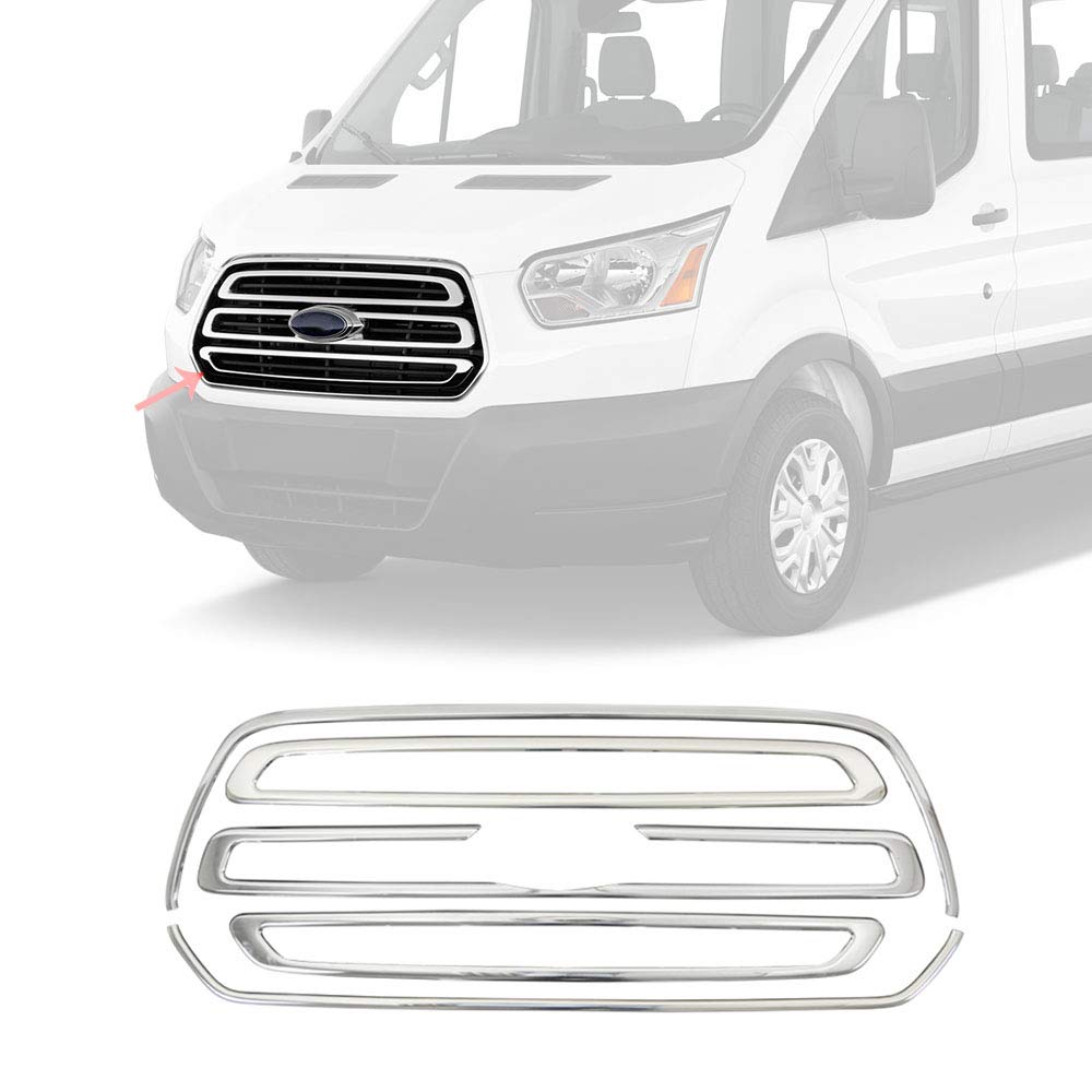 OMAC Fits Ford Transit 150 2015-2023 Stainless Steel | Chrome Front Bumper  Grille Cover and Surround Frame Kit 5 Pcs. | Stainless Steel Chrome Cover  Trim Protector