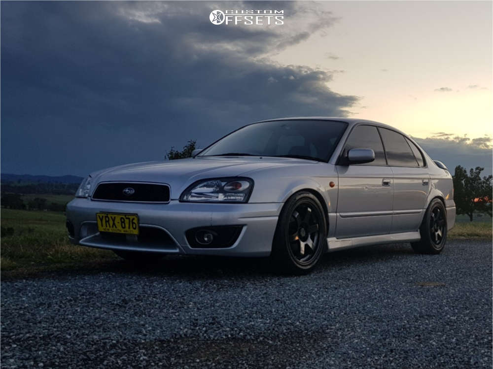 2003 Subaru Legacy with 17x8 42 Rota Grid and 235/45R17 Hankook Ventus R-s4  and Coilovers | Custom Offsets