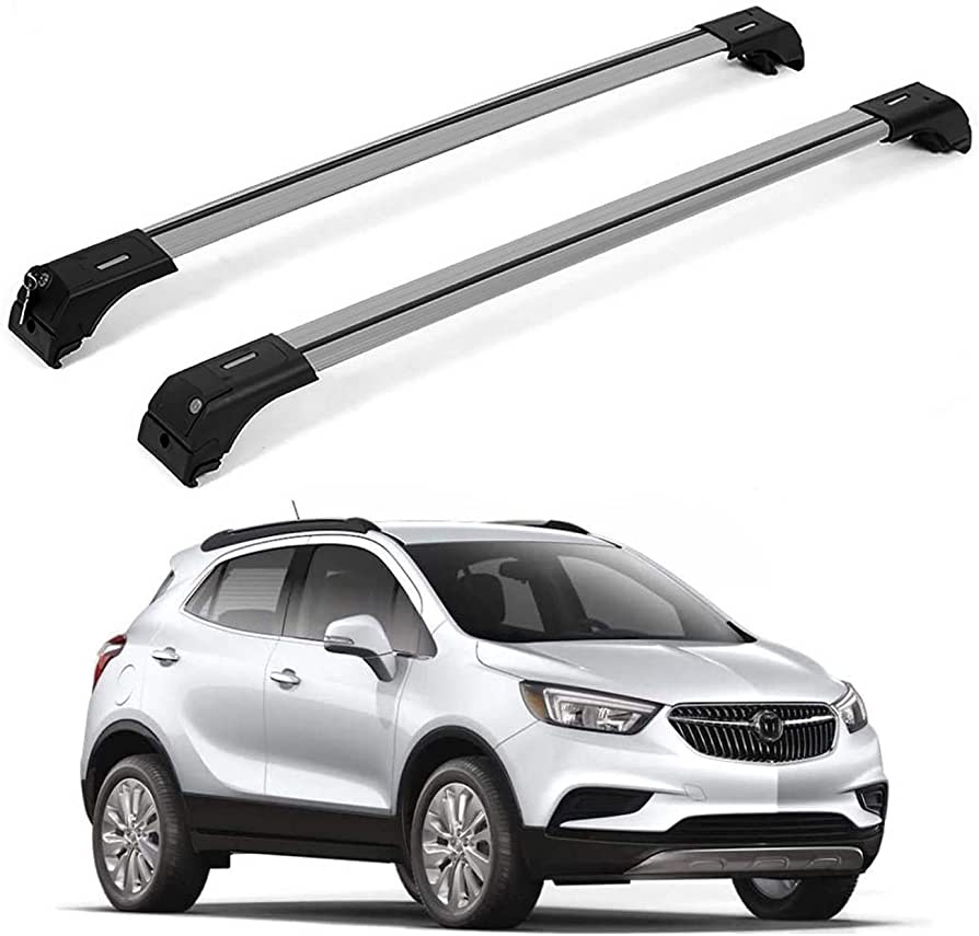 OMAC Roof Rack Cross Bar Set Fits Buick Encore 2013-2020 | Lockable Rooftop  Cargo Rack - Luggage, Ski, Kayak, Hard-Shell Carrier | Silver Car  Accessories 165 LBS Load Capacity 2 Pcs.
