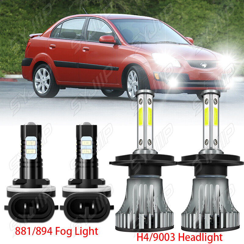 4x For Kia Rio5 2007-2011 9003/H4 & 881 LED Headlight Foglight Combo 6000K  Bulbs | eBay