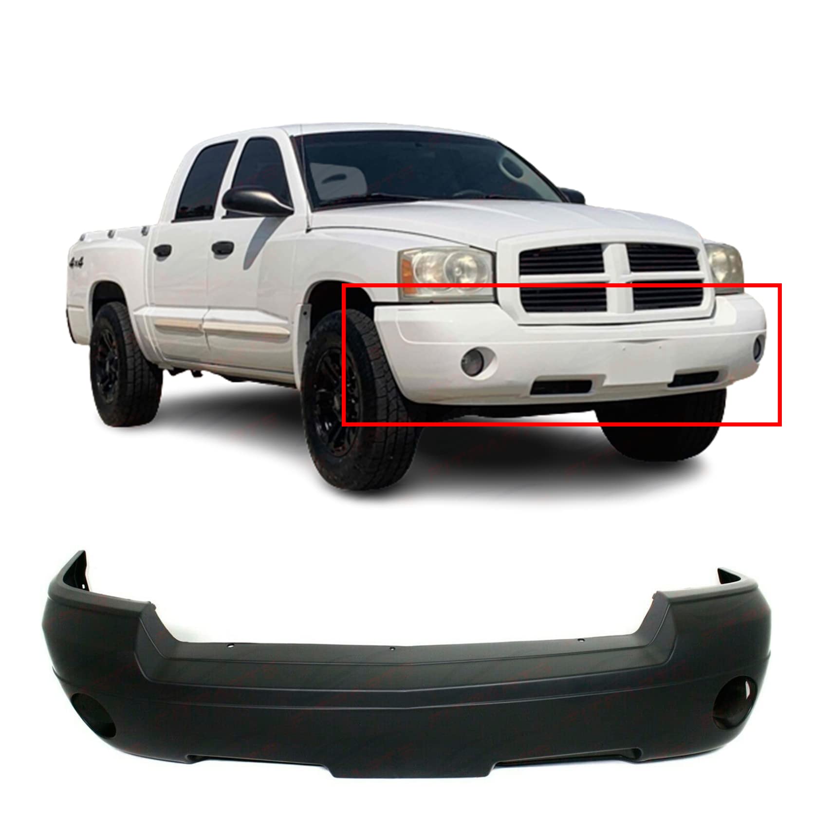 Amazon.com: Front Plastic Bumper Cover Fascia for 2005-2007 Dodge Dakota  Laramie Extended SLT ST Pickup 05-07. New, Primed and Ready for Paint. with  Fog Light Holes. CH1000444 5JL35TZZAF 2006 : Automotive