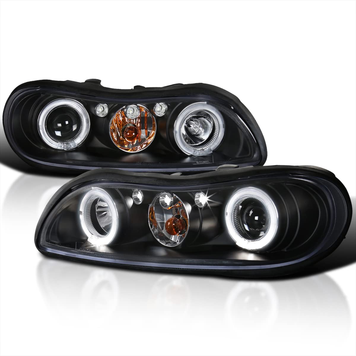 SPEC-D TUNING Black LED Headlights Compatible with 1997-2003 Chevy Malibu,  2004-2005 Chevy Classic, 1997-1999 Oldsmobile Cutlass Left + Right Pair  Headlamps Assembly