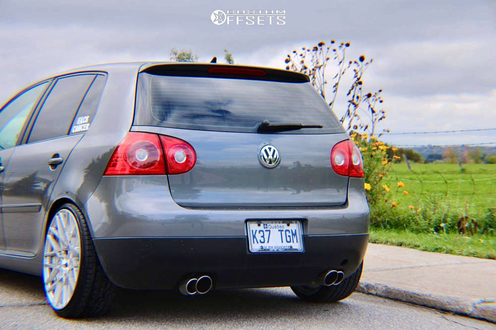 2007 Volkswagen Rabbit with 19x8.5 35 Rotiform Blq and 215/35R19 Sailun  Atrezzo Zsr and Stock | Custom Offsets