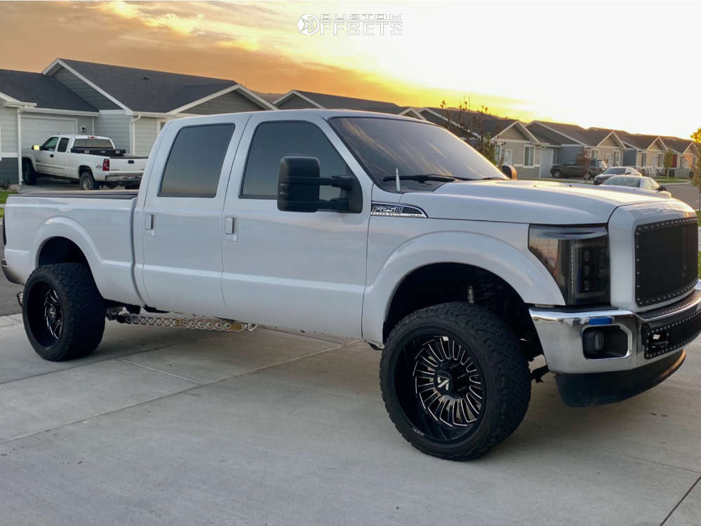 2013 Ford F-250 Super Duty with 22x12 -51 ARKON OFF-ROAD Alexander and  33/12.5R22 Venom Power Terra Hunter X/t and Level 2" Drop Rear | Custom  Offsets