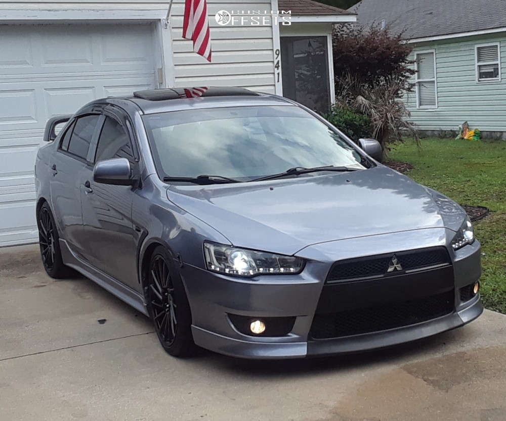 2009 Mitsubishi Lancer with 18x8 42 Dps Tuning L589 and 225/40R18 Sentury  Uhp and Lowering Springs | Custom Offsets