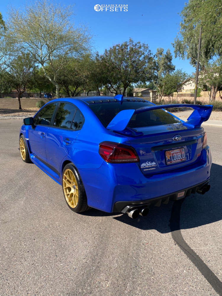 2020 Subaru WRX STI with 18x9.5 35 Enkei Raijin and 265/35R18 Continental  Extremecontact Sport and Stock | Custom Offsets