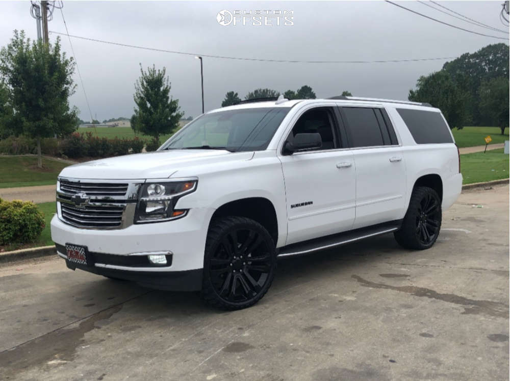 2017 Chevrolet Suburban with 24x10 15 Replica FR72 and 35/12.5R24 Comforser  Cf3000 and Leveling Kit | Custom Offsets
