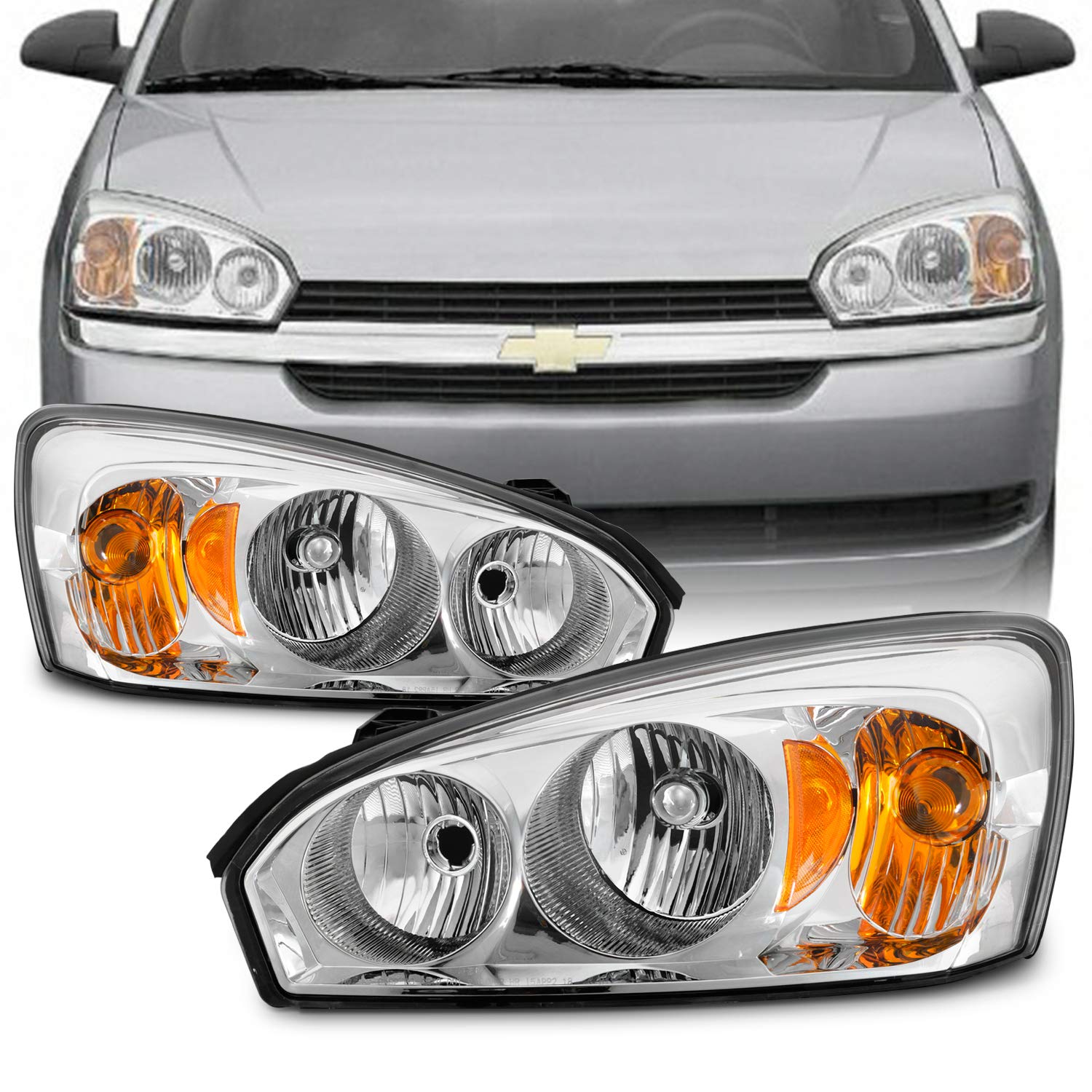AKKON - Fits 2004-2007 Chevy Malibu 2008 Malibu Classic Model [OE Style]  Headlight Driver+Passenger Pair Headlamp