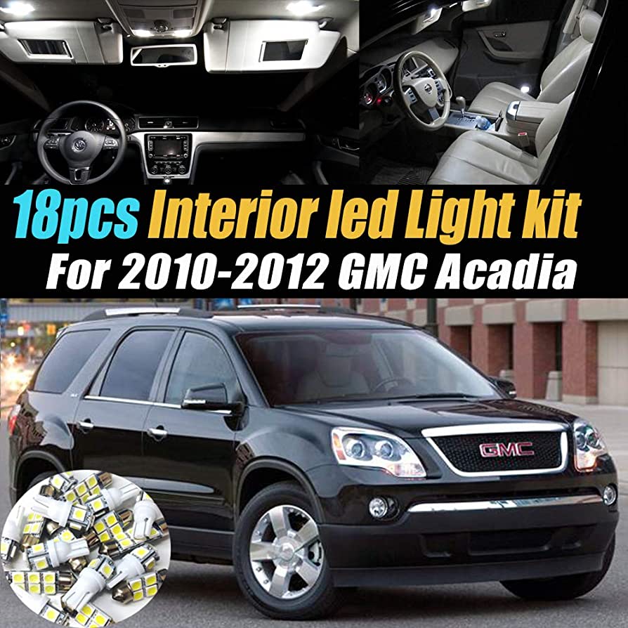 18Pc Super White 6000k Car Interior LED Light Bulb Kit Pack Compatible for  2010-2012 GMC Acadia