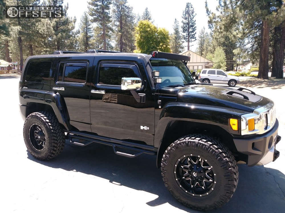 2009 HUMMER H3 with 18x9 -12 Fuel Lethal and 295/70R18 Nitto Trail Grappler  and Leveling Kit | Custom Offsets