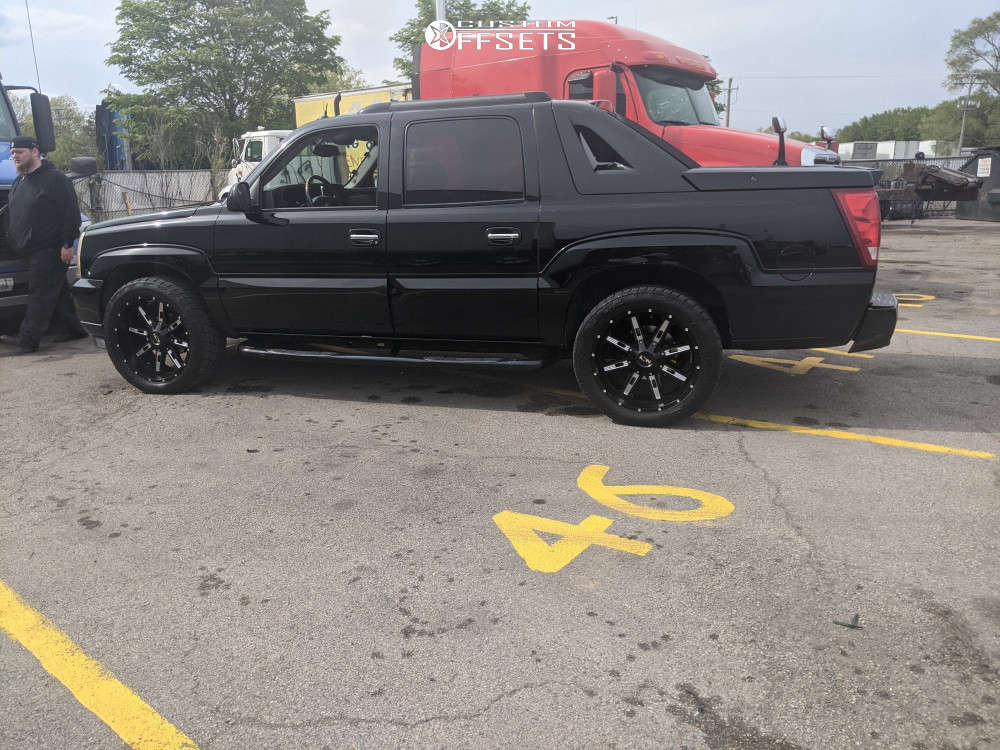 2004 Cadillac Escalade EXT with 22x10 -19 Alloy Ion Style 184 and 305/45R22  Toyo Tires Trail Grappler and Stock | Custom Offsets