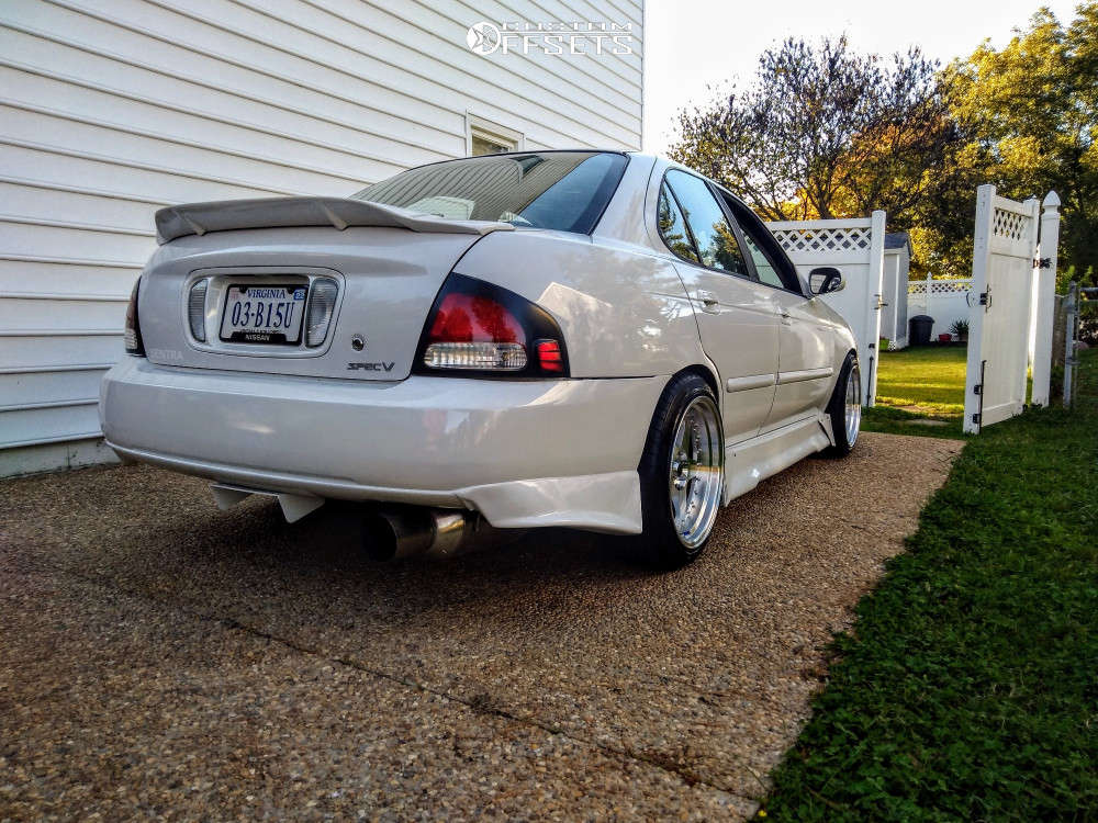 2003 Nissan Sentra with 17x9 25 JNC 010 and 215/45R17 Vercelli Strada Ii  and Coilovers | Custom Offsets