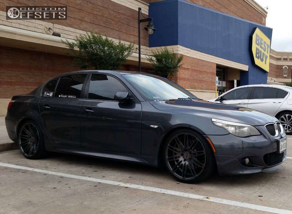 2008 BMW 550i with 20x9 35 Blaque Diamond Bd-2 and 245/30R20 Accelera Alpha  and Stock | Custom Offsets