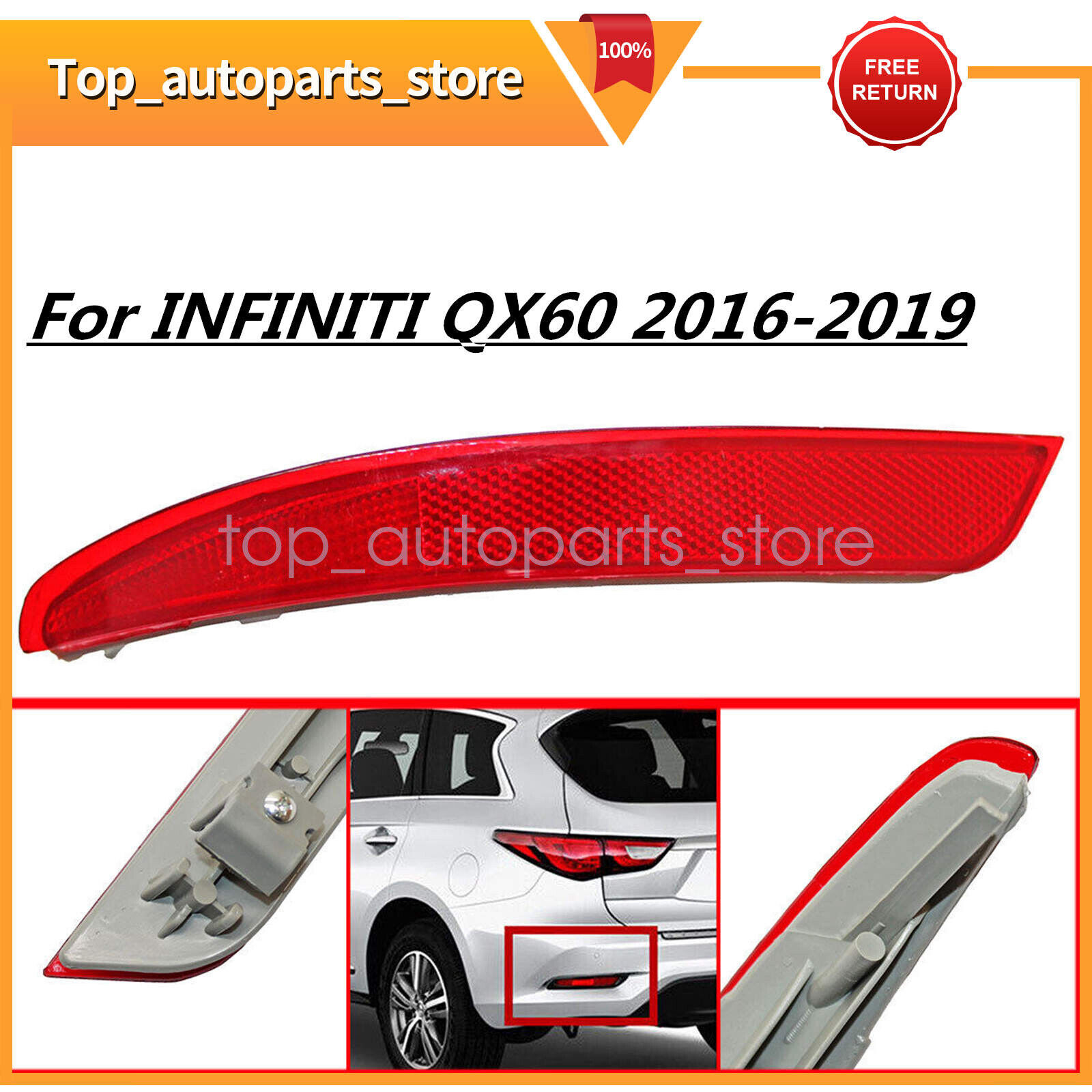 For INFINITI QX60 Hybrid 2016 LH Left Driver Rear Reflector Light Bumper |  eBay