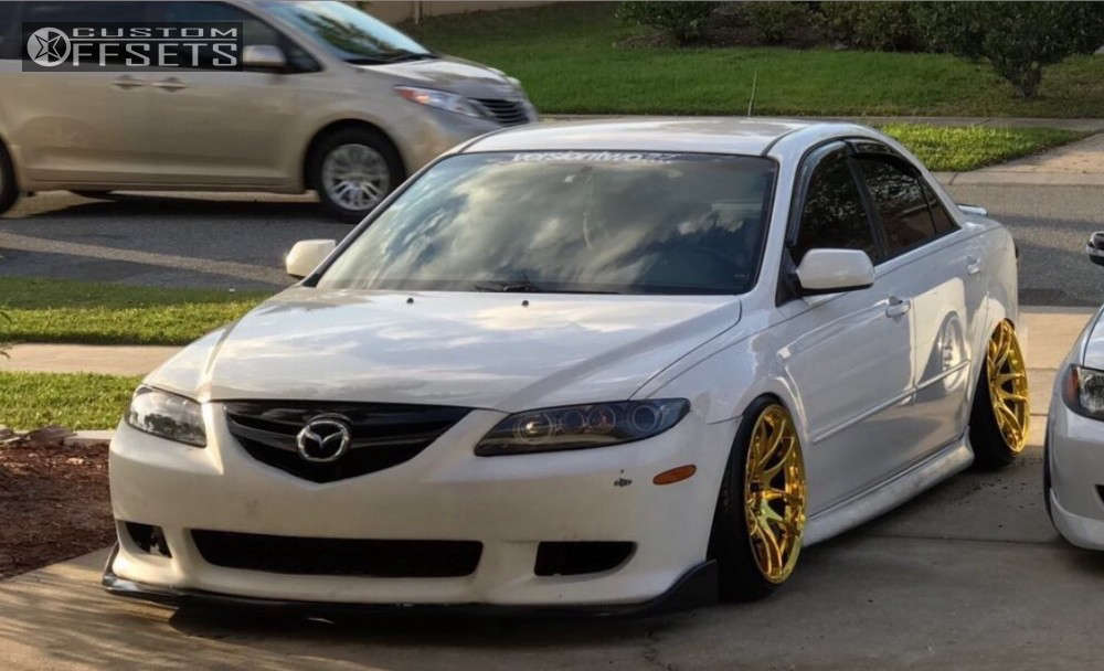 2006 Mazda 6 with 18x10.5 15 Vordoven Forme 9 and 215/35R18 Nitto Crosstek  and Coilovers | Custom Offsets