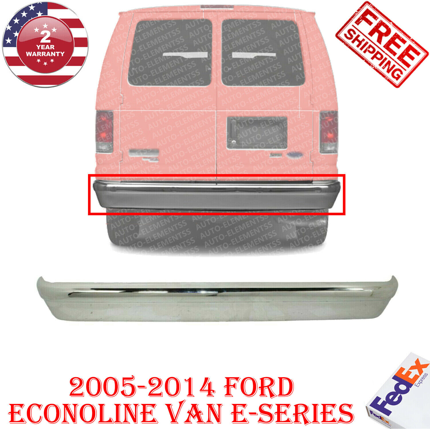 New Rear Chrome Steel Bumper For 2005-2014 Ford Econoline Van E-150 E-250  E-350 643307373349 | eBay