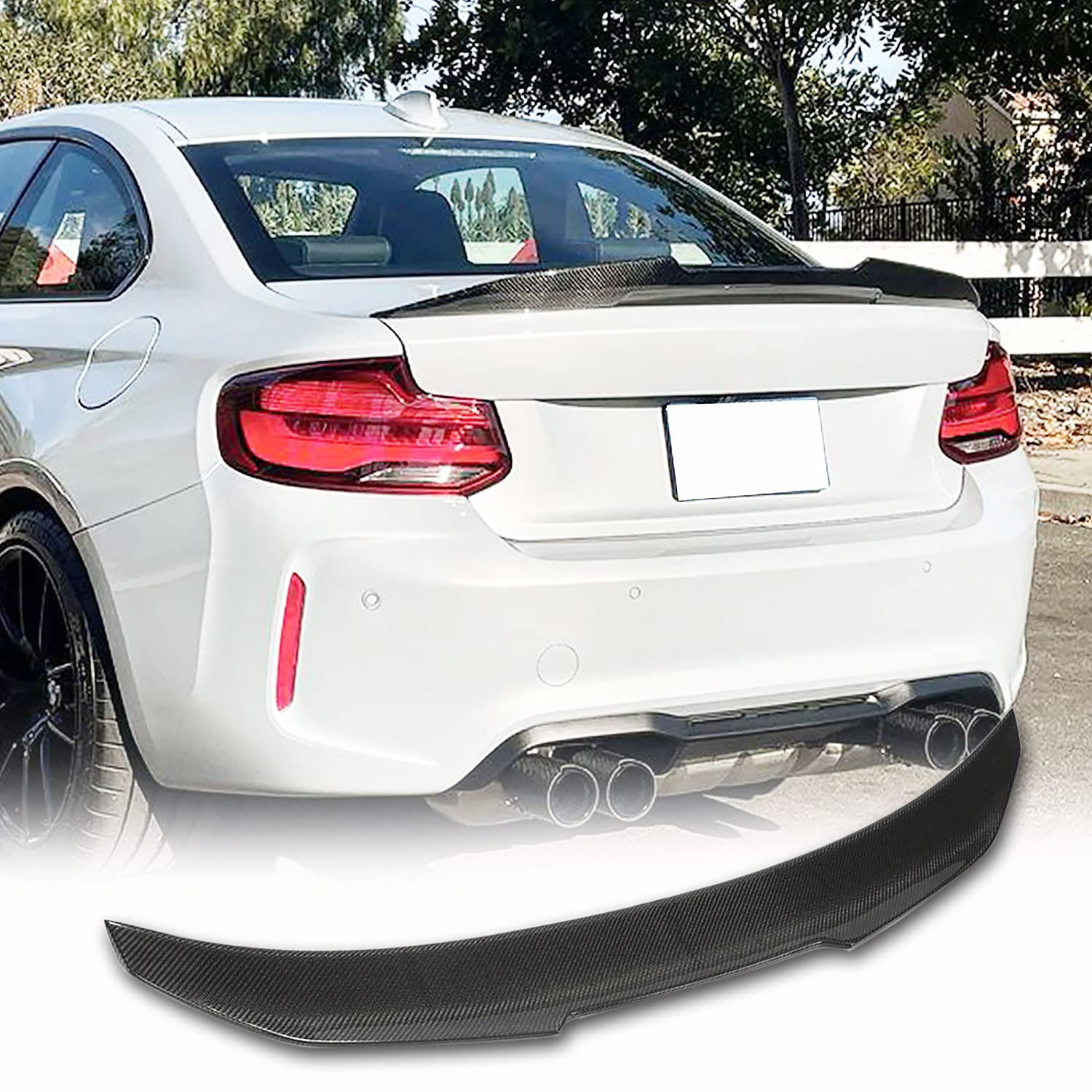 MCARCAR KIT Real Carbon Fiber Trunk Spoiler for BMW 2 Series F22 F87 M2  Coupe 2014-2020 220i 228i 230i M235i M240i Rear Boot Lid Highkick Tail Wing  Lip Factory Outlet (A Style)