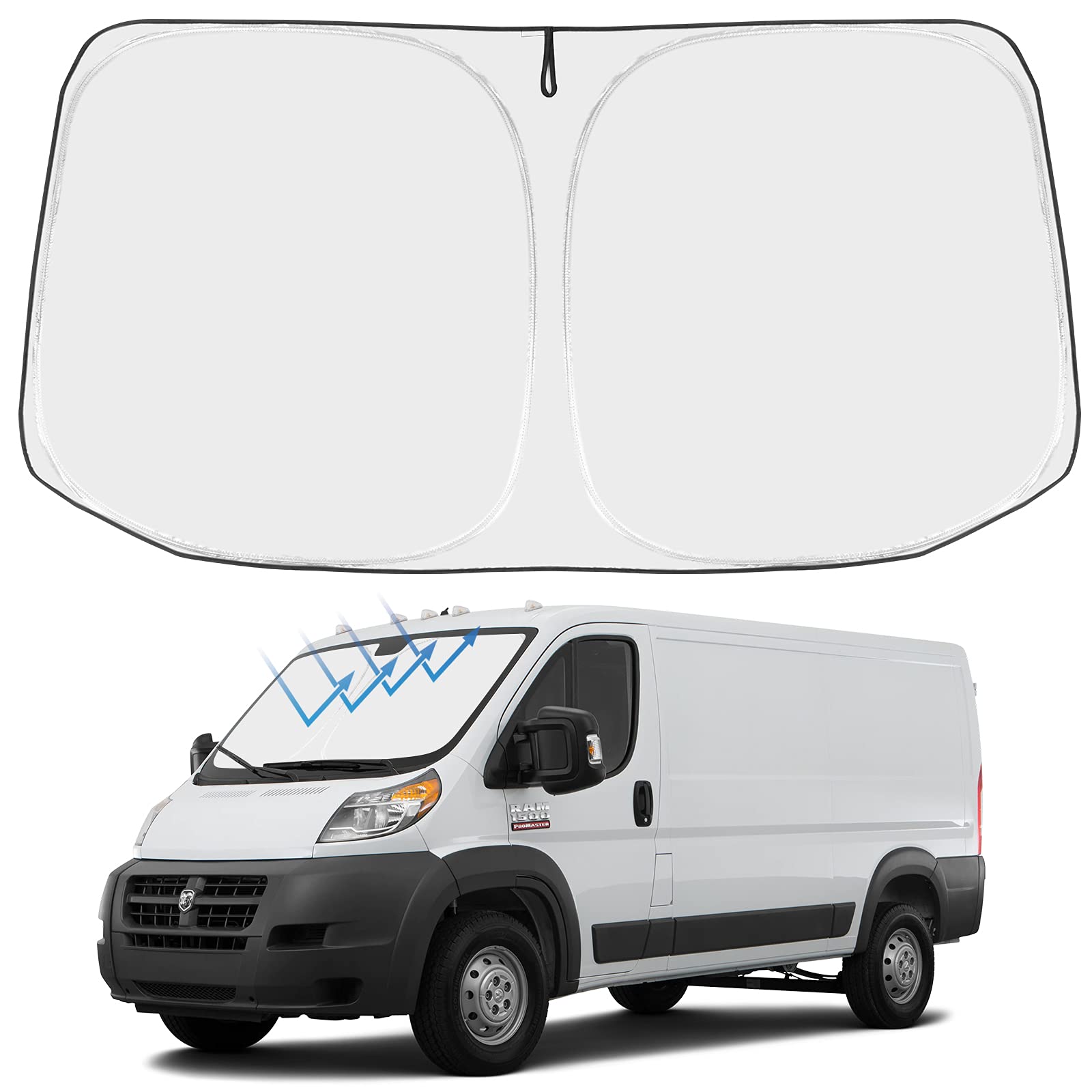 Amazon.com: Front Windshield Sun Shade Foldable Sunshade Protector Custom  Fit 2023 2014-2022 Ram ProMaster Full Size Cargo Van Chassis Cab Cutaway Window  Van Accessories 2021 Upgrade : Automotive