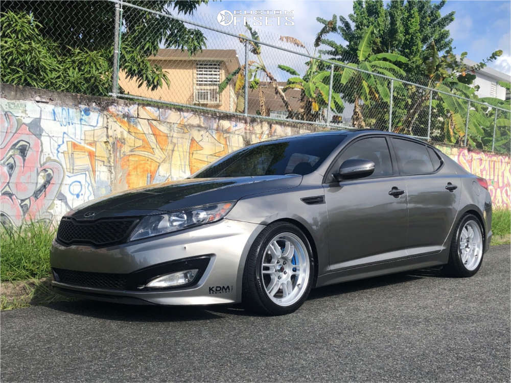 2013 Kia Optima with 18x8.5 35 Traklite Trak-k and 245/40R18 Kumho Ecsta 4x  Ii and Lowering Springs | Custom Offsets