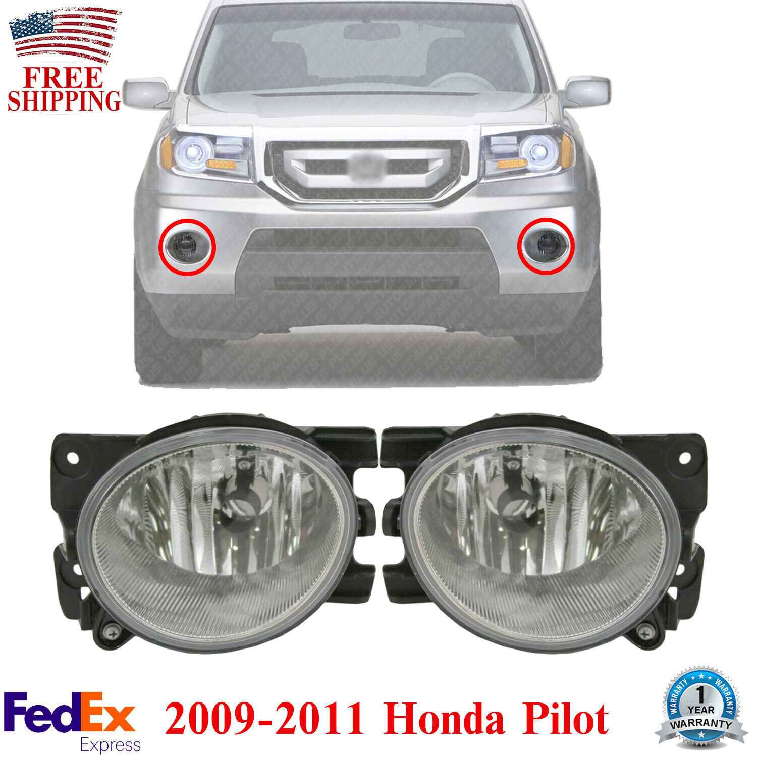 Front Fog Lights Bumper Lamps Left & Right Pair Set For 2009-2011 Honda  Pilot 723650495131 | eBay