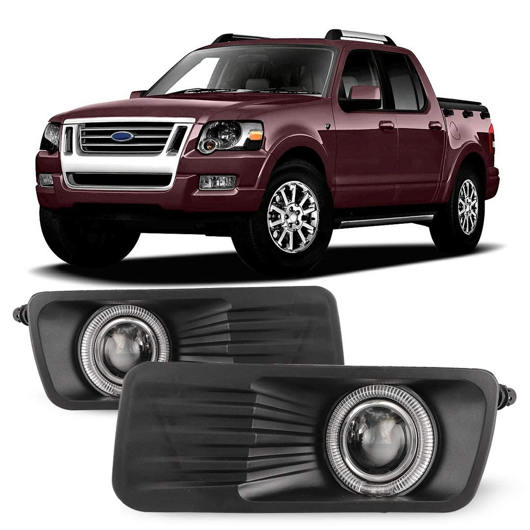 Winjet Compatible with [2006 2007 2008 2009 2010 Ford Explorer] Driving  Halo Projector Fog Lights