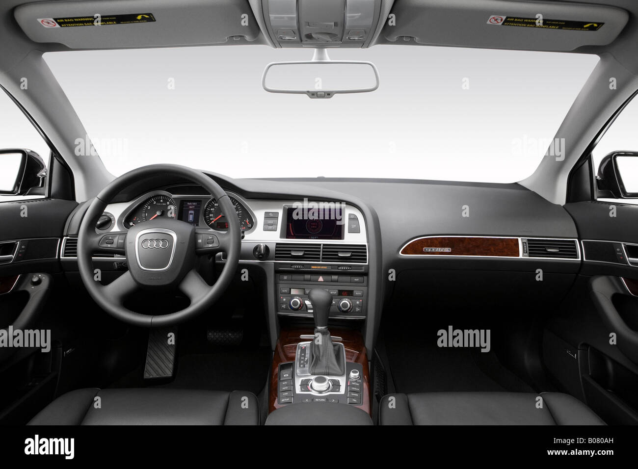 2008 Audi A6 Avant 3.2 FSI quattro in Black - Dashboard, center console,  gear shifter view Stock Photo - Alamy