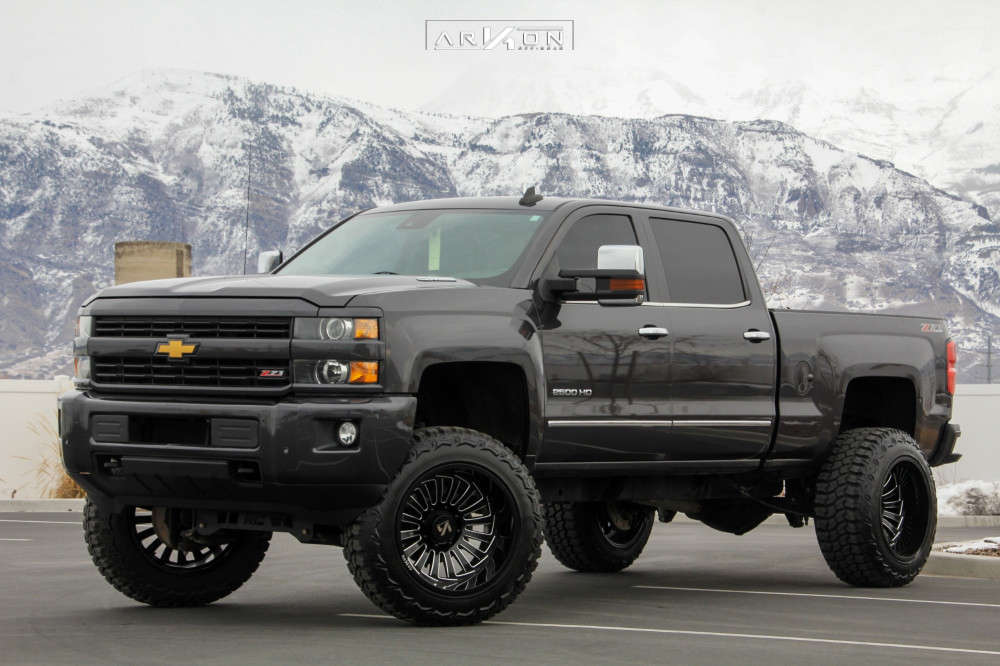 2016 Chevrolet Silverado 2500 HD Wheel Offset Aggressive > 1" Outside  Fender Suspension Lift 7.5" | 881621 | ARKON OFF-ROAD