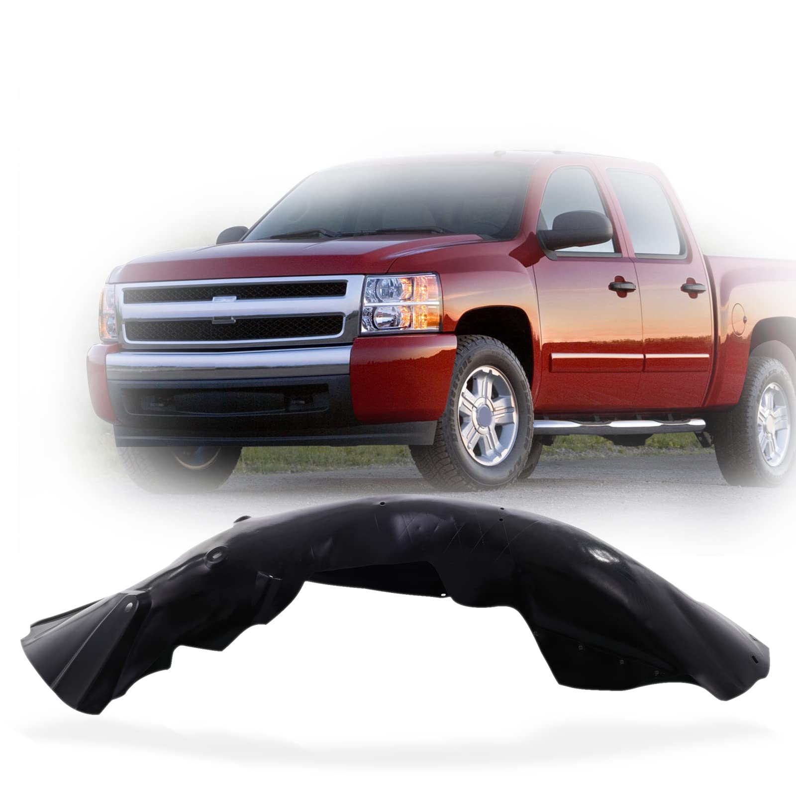 Perfit Liner Front Left Driver Side Plastic Fender Liner Compatible With  2007-2013 Chevy SIlverado 1500 Fits GM1248183 20953678