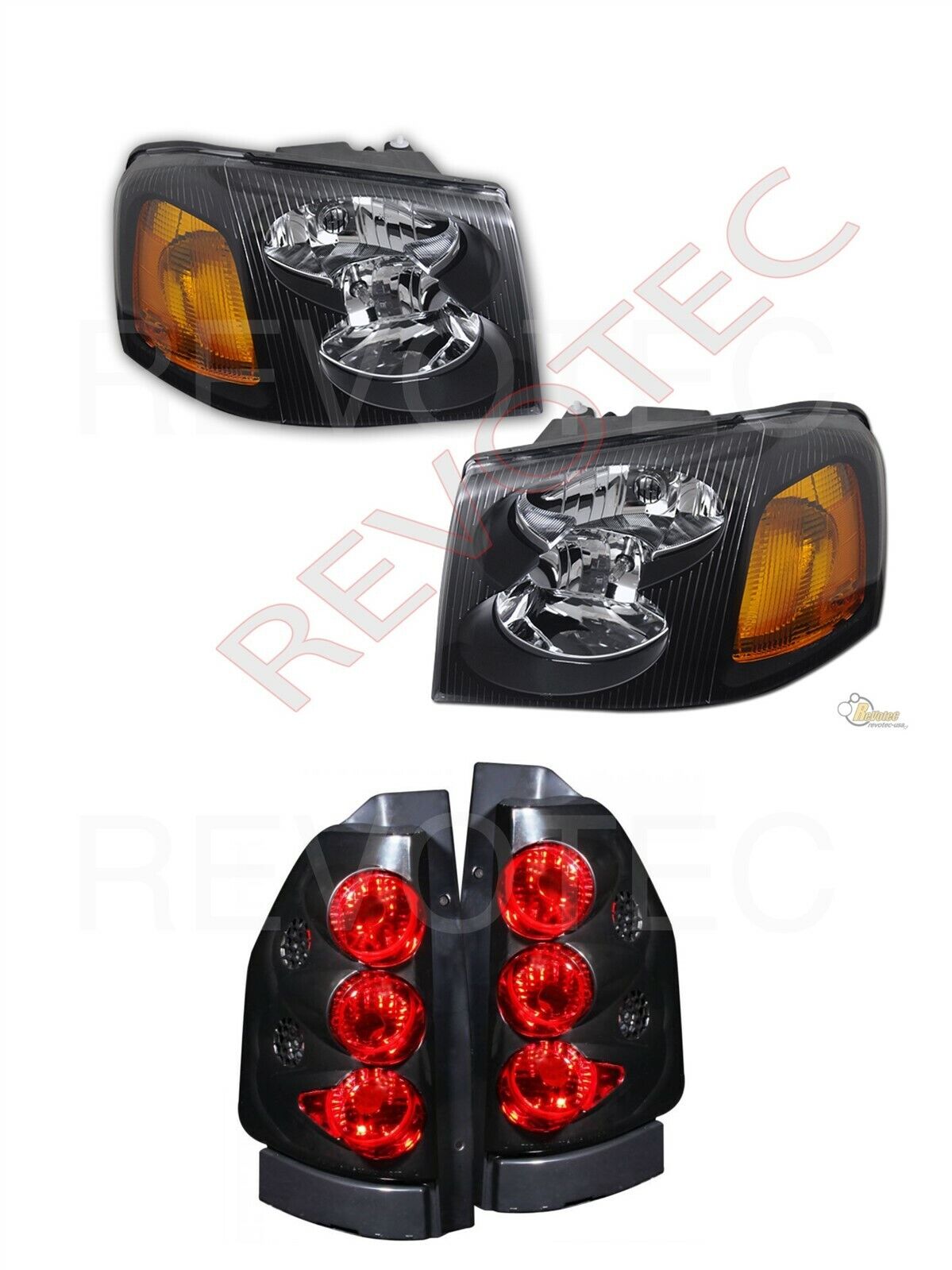 02-09 GMC Envoy 02-06 Envoy XL Black Housing Headlights & Tail Lights Set |  eBay