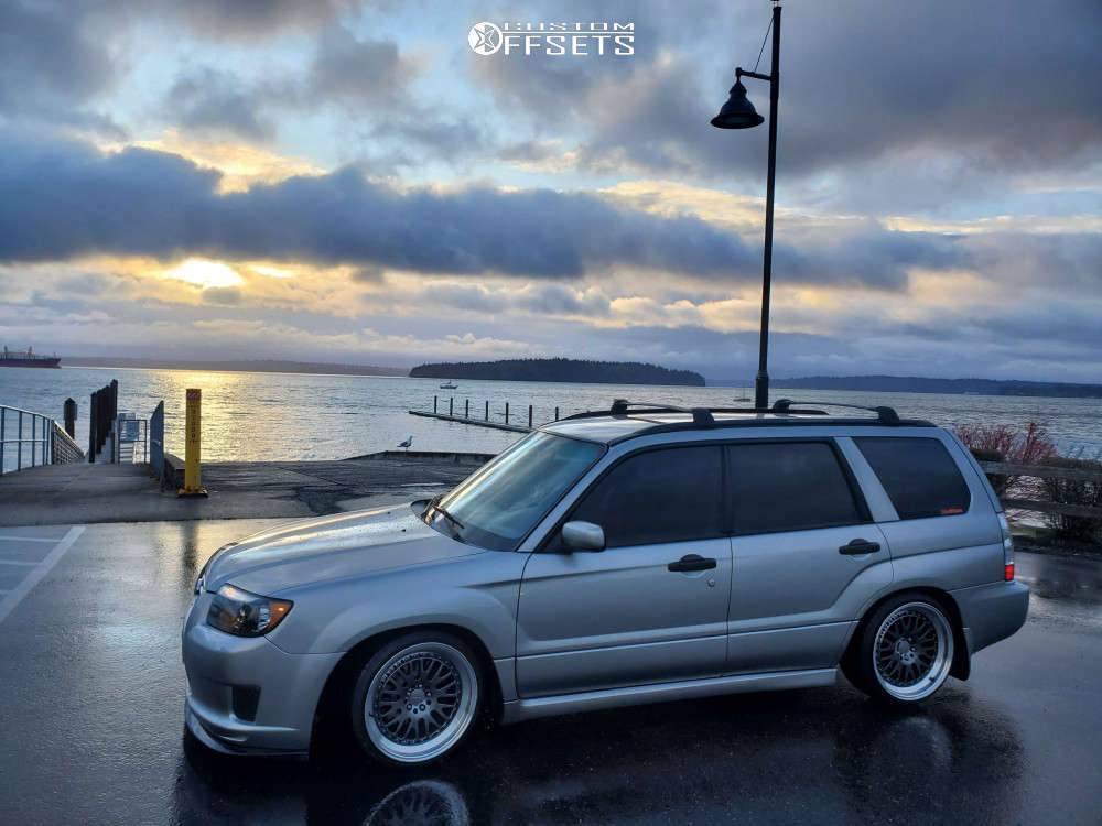 2006 Subaru Forester with 18x9.5 38 Rota Flush and 215/35R18 Yokohama Avid  Touring-s and Coilovers | Custom Offsets