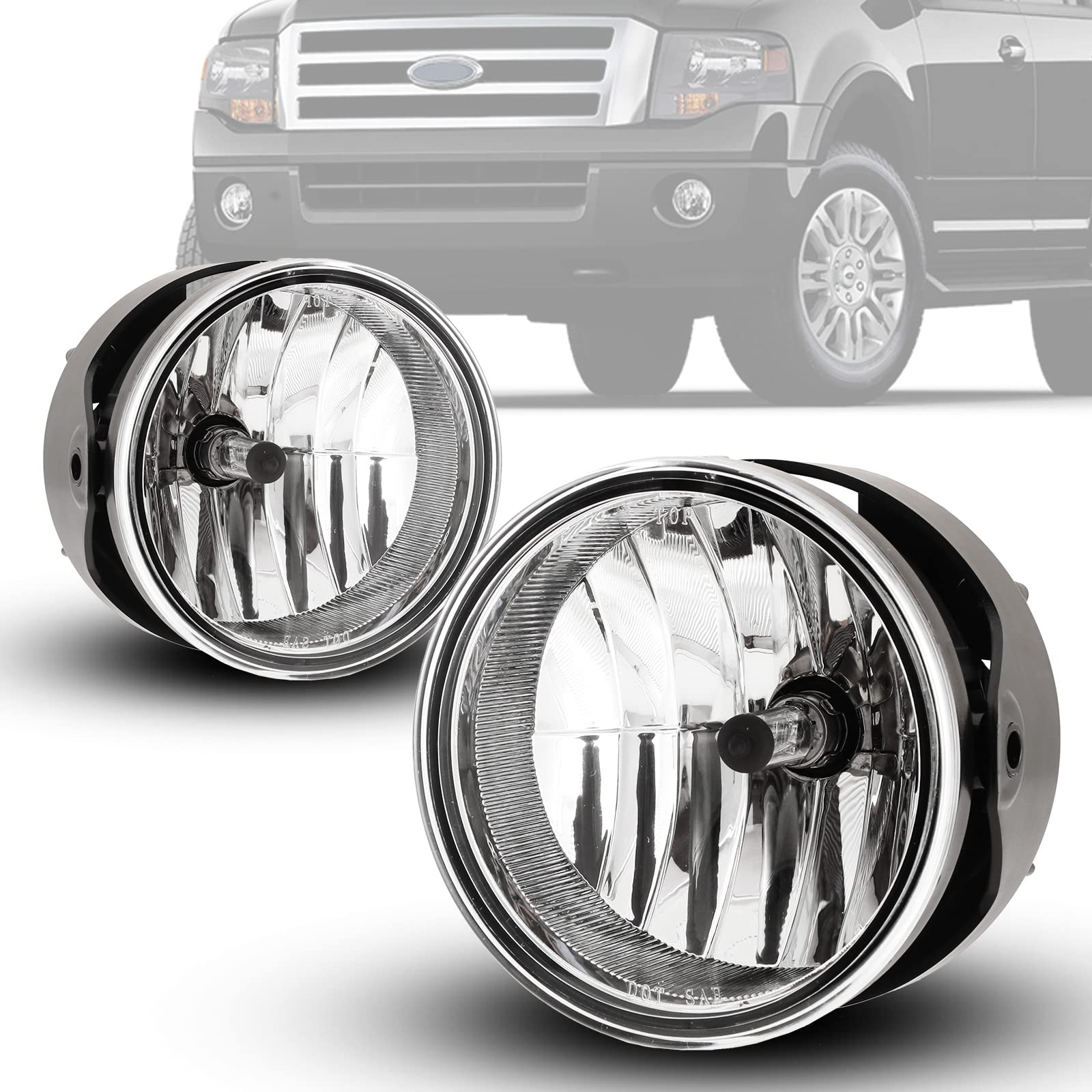 AUTOFREE Fog Lights for 2008-2011 Ford Ranger (not fit STX package)/  2007-2014 Expedition with Bulbs H10 12V 42W OE Driving Lamps Replacement  for Pickup-1 Pair(Clear Lens)
