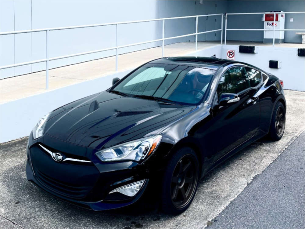 2016 Hyundai Genesis Coupe with 18x9.5 22 ESR Sr07 and 255/35R18 Accelera  Phi R and Stock | Custom Offsets