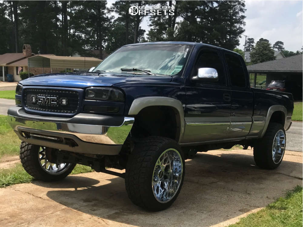 1999 GMC Sierra 2500 with 24x12 -51 Vision Rocker and 35/12.5R24 Pinnacle  Atheon Mt and Suspension Lift 6" | Custom Offsets