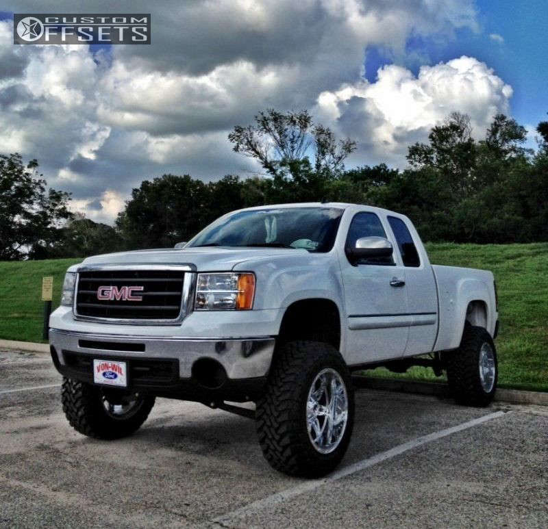 2010 GMC Sierra 1500 with 20x12 -44 Fuel Hostage and 35/12.5R20 Toyo Tires  Open Country M/T and Lifted >9" | Custom Offsets