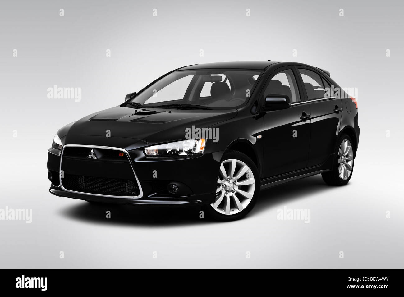 2010 Mitsubishi Lancer Sportback Ralliart in Black - Front angle view Stock  Photo - Alamy