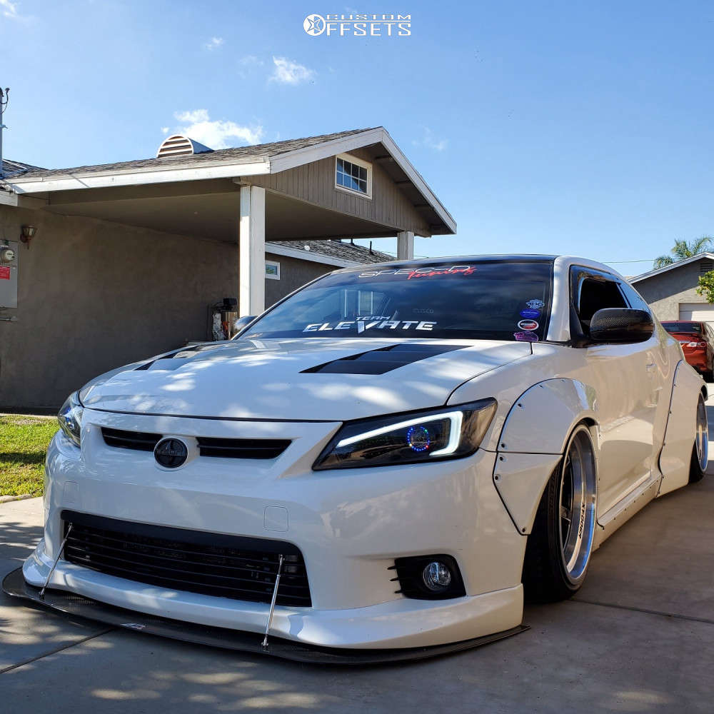 2012 Scion TC with 18x11 8 Cosmis Racing XT-006R and 235/45R18 Accelera  Alpha and Air Suspension | Custom Offsets