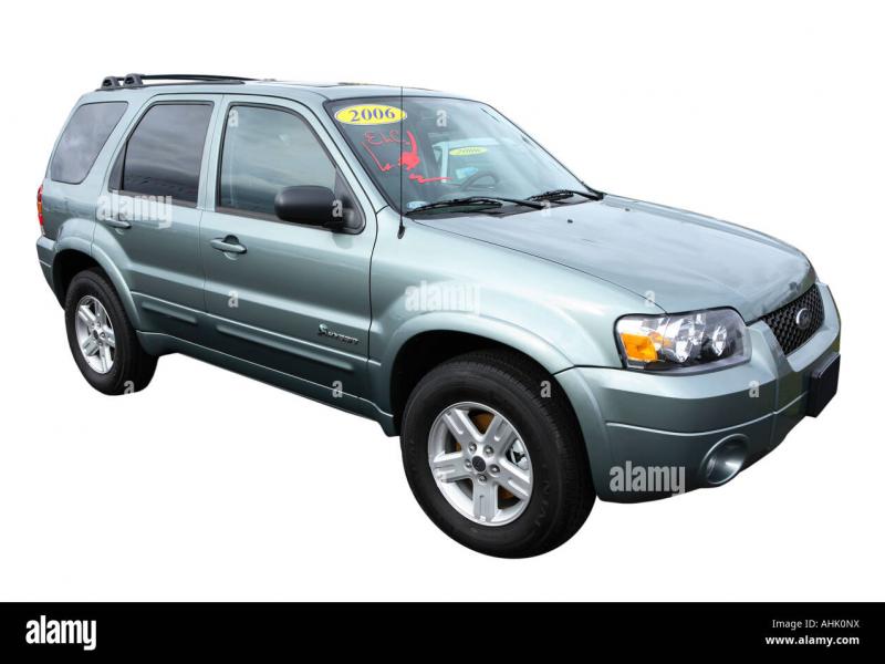 2006 Ford Escape Hybrid SUV cut out on white background Stock Photo - Alamy